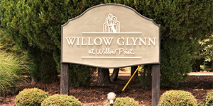 Willow Glynn on Lake Martin, entrance signage, a Russell Lands development sold by Lake Martin Realty, India Davis Team, waterfront lots, waterfront homes